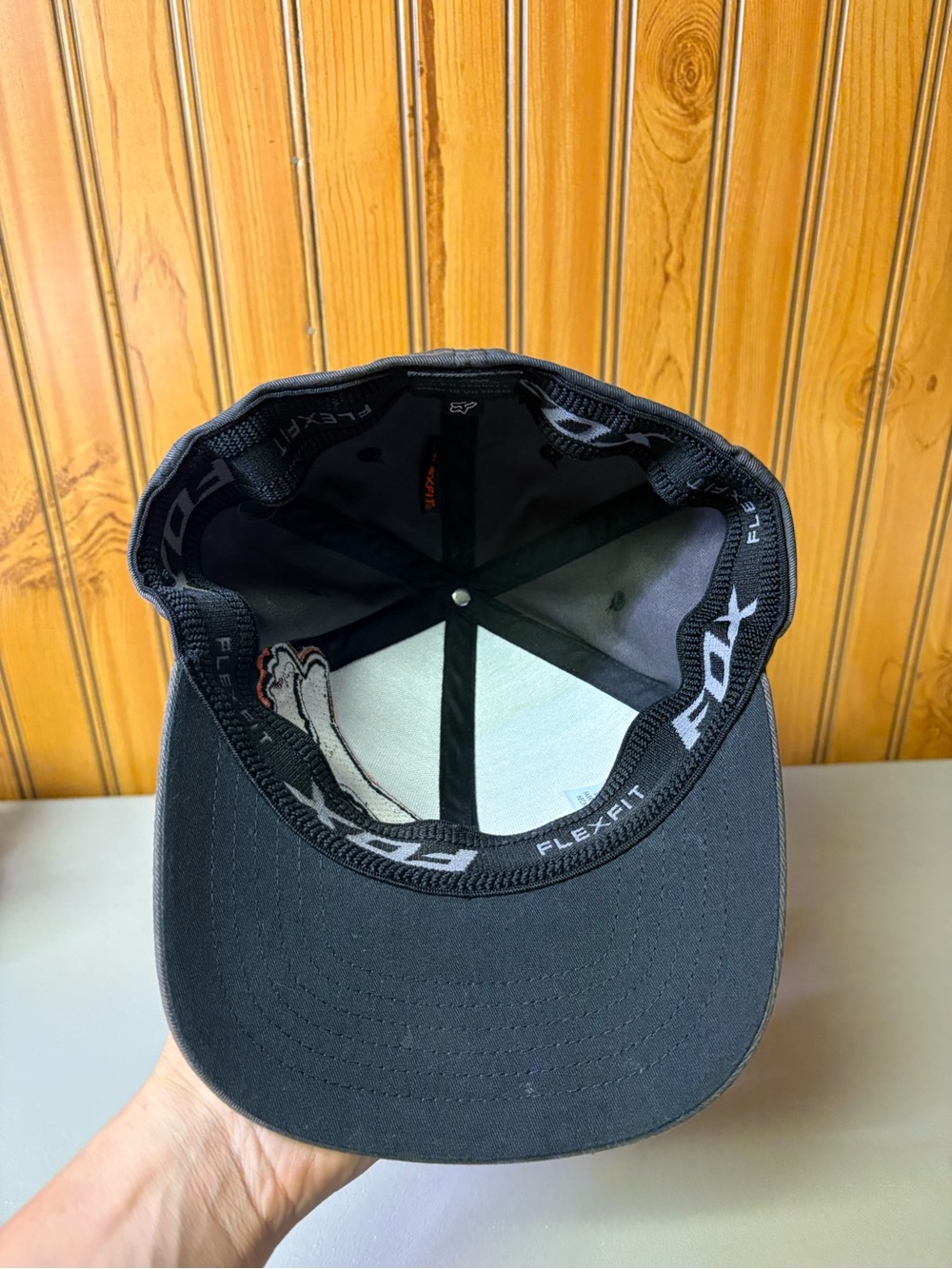 Fox Black Camo Baseball Hat with Orange-Outlined Fox Patch - Picture 4 of 6